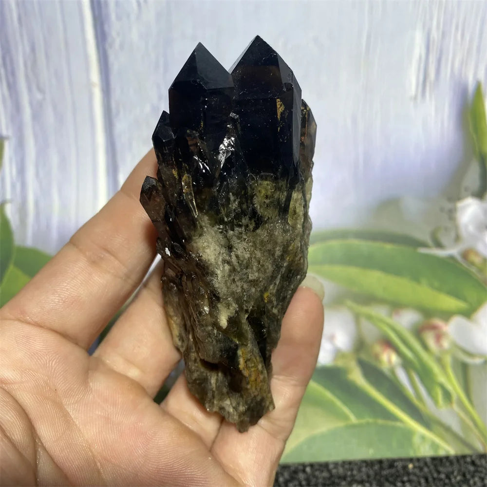 Black Crystal Healing Wand - Pineapple Cluster Quartz