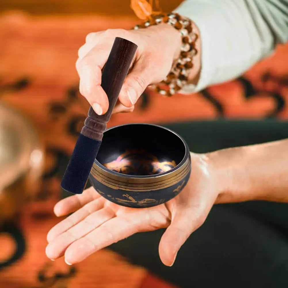 Tibetan Singing Bowl with Lotus Design