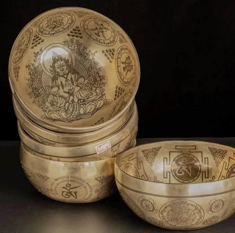 Large Nepal Singing Bowl Set - Handmade Brass Tibetan Bowls